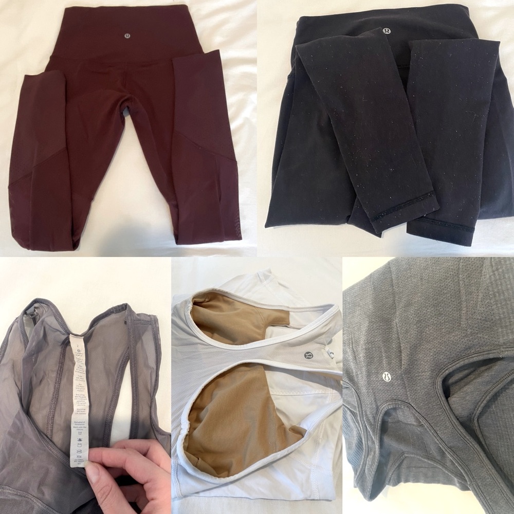 Discounted Lululemon bundle - 2 leggings, 3 tops